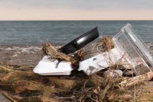 ビーチでのプラスチック汚染