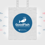 GoodFish bamboo tote bag with blue print