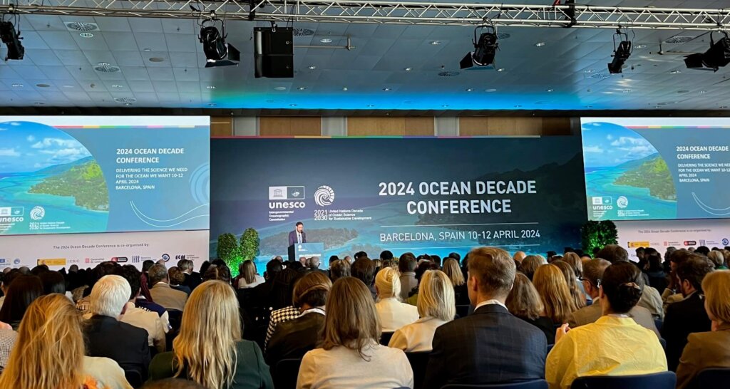 Audience watching a presentation at the Ocean Decade Conference
