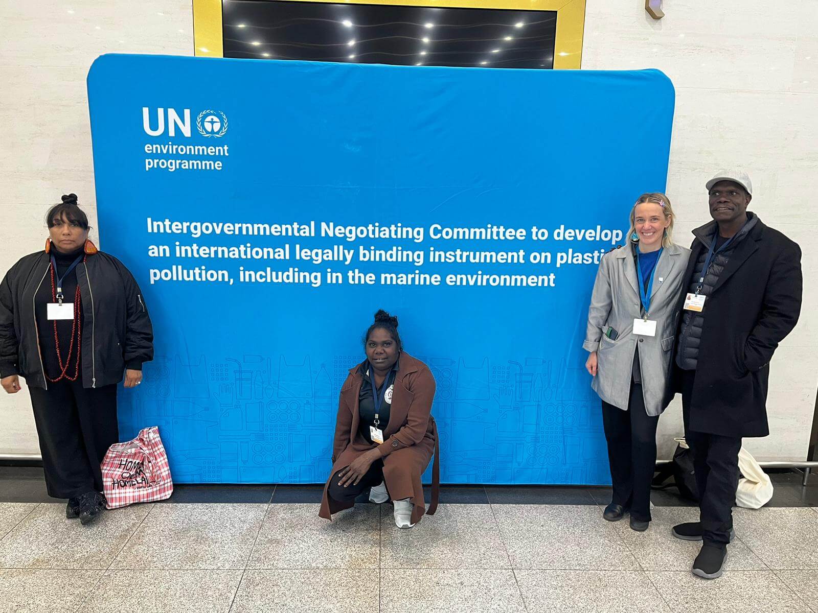 Cip in Busan with Dhimurru Rangers for Global Plastics Treaty Negotiations.