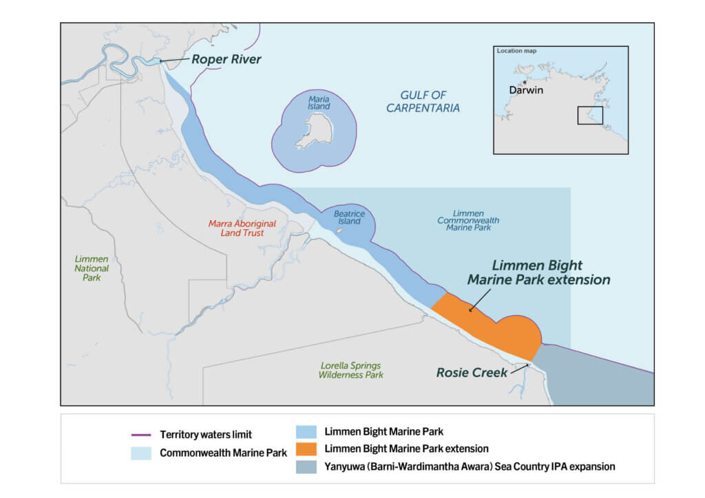 Map of the expansion to Limmen Bight Marine Park.